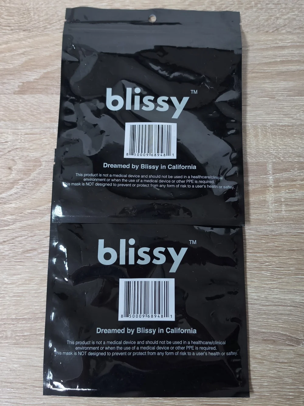 NEW Blissy 100% Mulberry Silk Personal Face Masks Lot Of 2 Silver